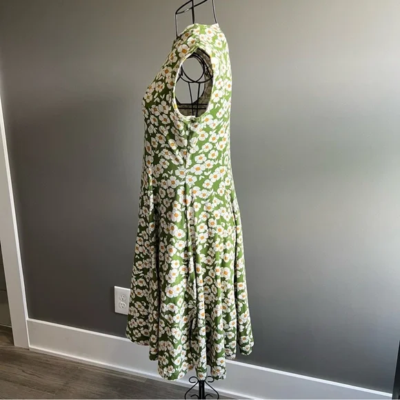 Effie's Heart Green Cream Floral A-line Midi Dress - Picture 2 of 6